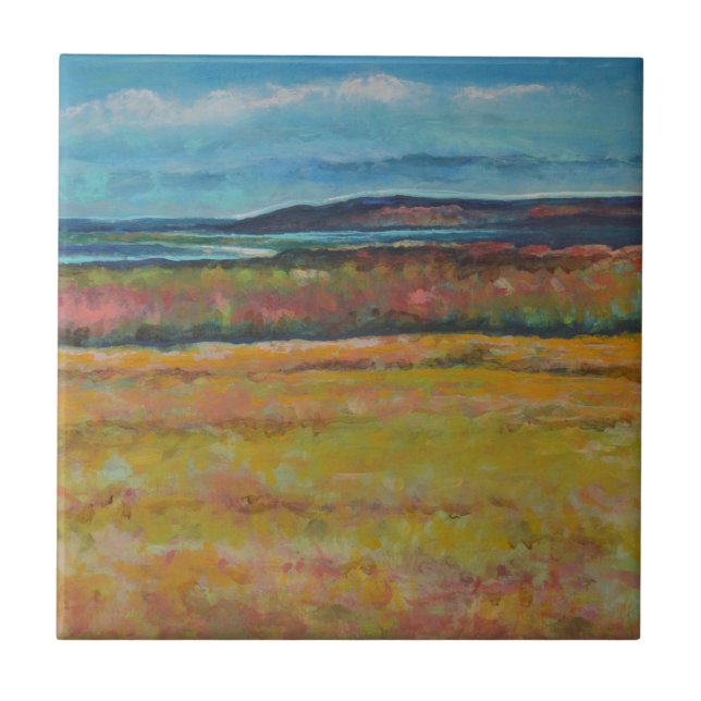 Coastal Sand Dunes målade teckning Kakelplatta (Framsidan)