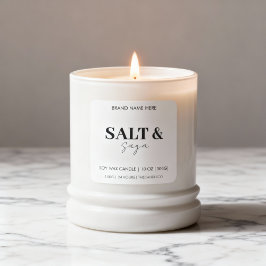 Coastal Sea & Sand Custom Candle Label Black White Fyrkantigt Klistermärke