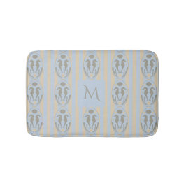 Coastal Seahorse Cameo Blue Cream Strip Monogram Badrumsmatta
