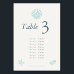 Coastal Seashell Elegant Wedding Bordsnummer<br><div class="desc">Elegant Minimalistic Script Wedding Table Number. Discover the whole collection for a coordinate wedding theme. Dm for advise or personalization</div>