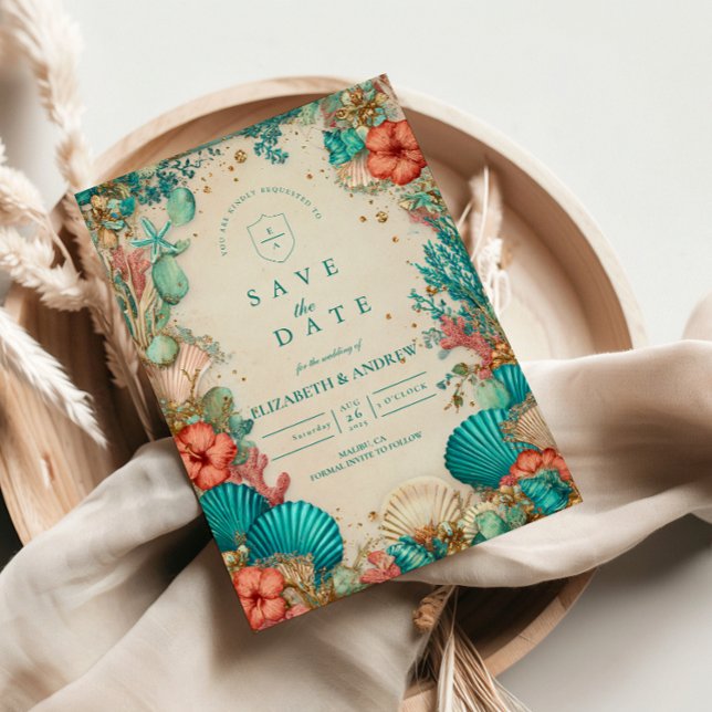 Coastal Seashell Wedding Spara Datumet (Skapare uppladdad)