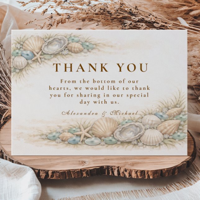 Coastal Seashell Wreath Wedding Tack Kort (Skapare uppladdad)