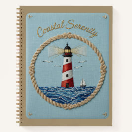 Coastal Serenity Embroidered Lighthouse Journal