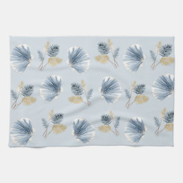 Coastal Shell Botanical | Soft Blue Nautical Kökshandduk