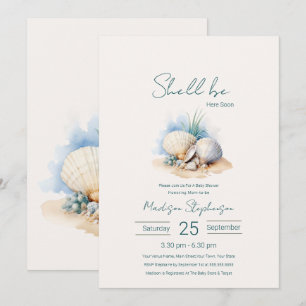 Coastal Shell Kommer Snart Baby Shower Inbjudningar