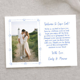 Coastal Shell Wedding Welcome Bag Card with Photo Tack Kort