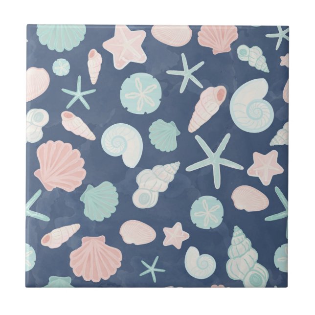 Coastal Shells Beach & Ocean Design Kakelplatta (Framsidan)