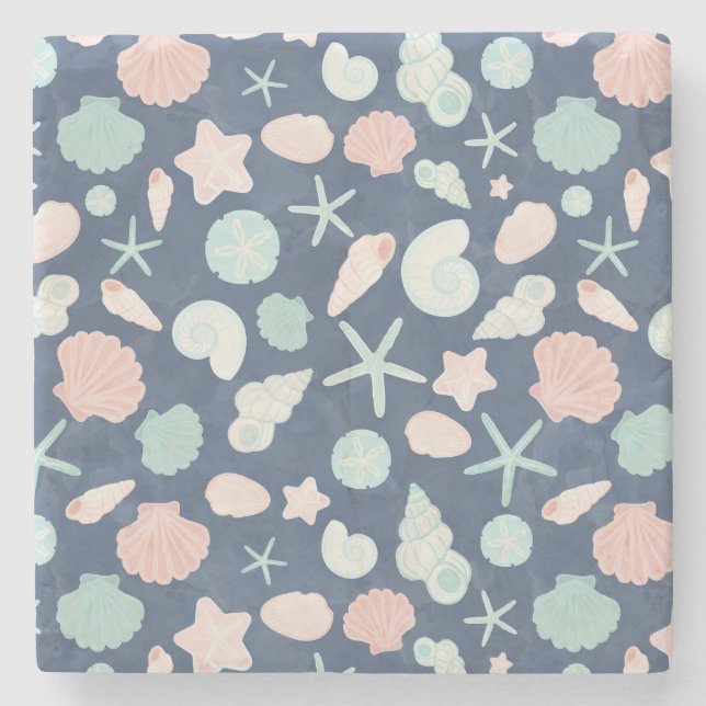 Coastal Shells Beach & Ocean Design Stenunderlägg (Framsidan)