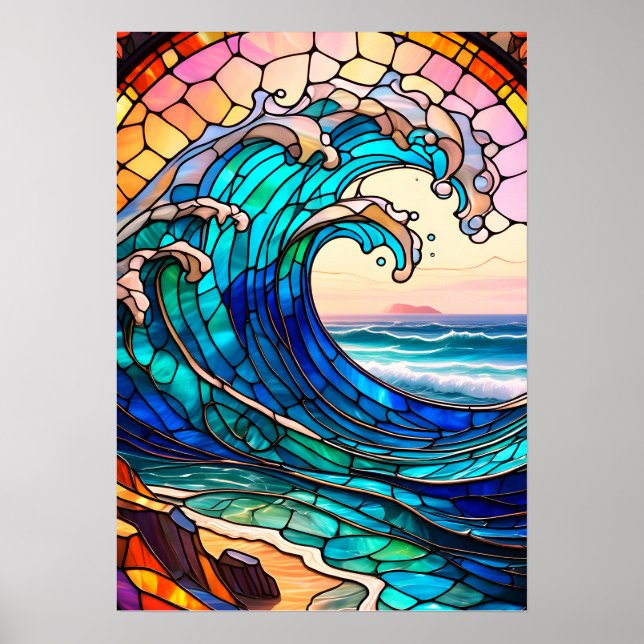 Coastal Stained Glass Art Poster (Framsidan)