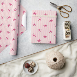 Coastal Starfish & Stripe Mediterranean Pink Presentpapper
