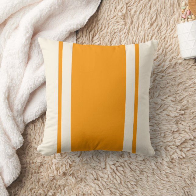 Coastal Stripe Throw Pillow – Orange & Cream Kudde (Filt)