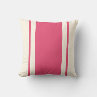 Coastal Stripe Throw Pillow – Raspberry & Cream Kudde