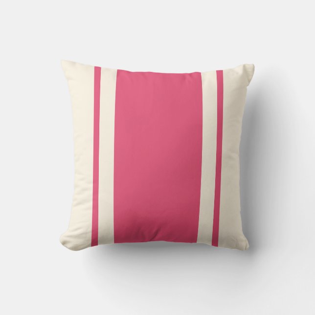Coastal Stripe Throw Pillow – Raspberry & Cream Kudde (Framsida)