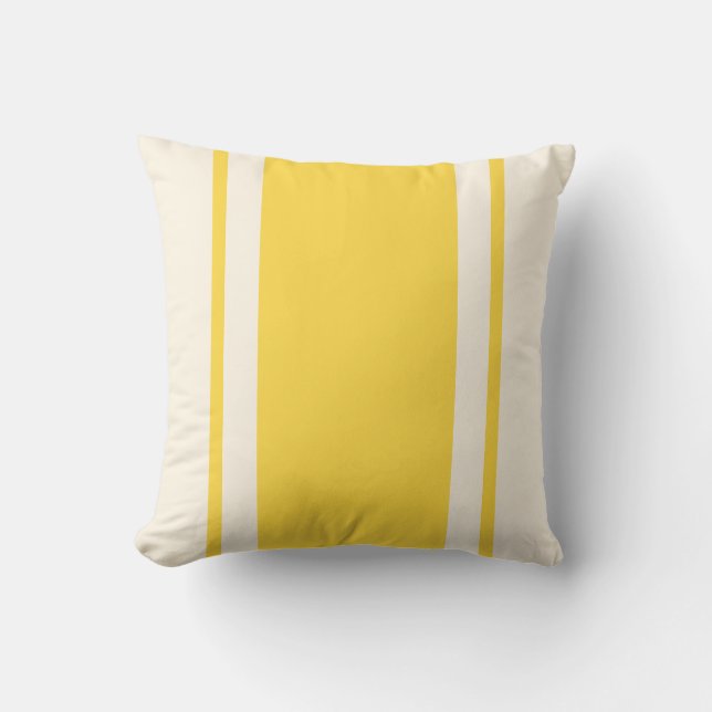 Coastal Stripe Throw Pillow – Yellow & Cream Kudde (Framsida)