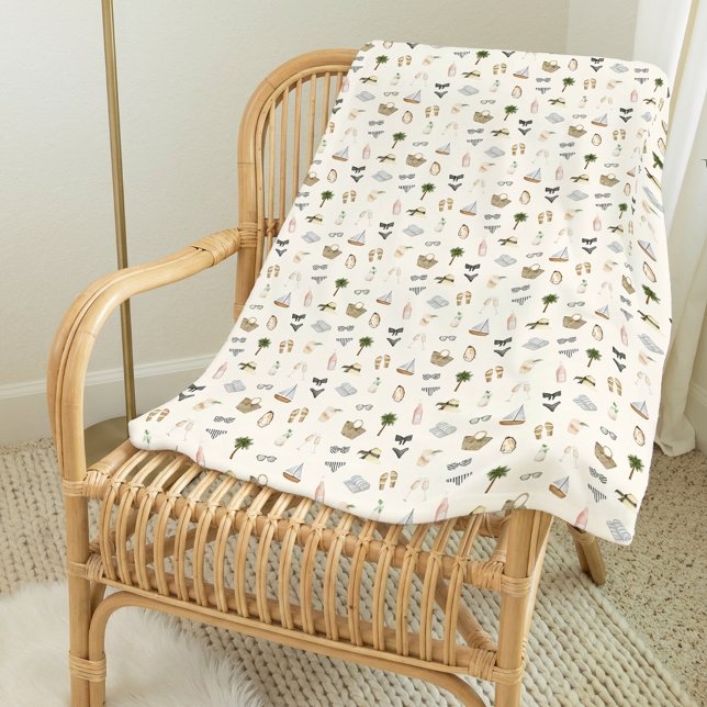Coastal Summer Neutral Watercolor Pattern Fleecefilt (Skapare uppladdad)