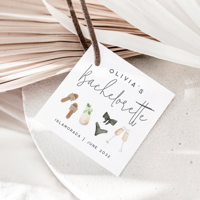 Coastal Summer Neutrals Bachelorette Party Gåvor Etiketter (Skapare uppladdad)