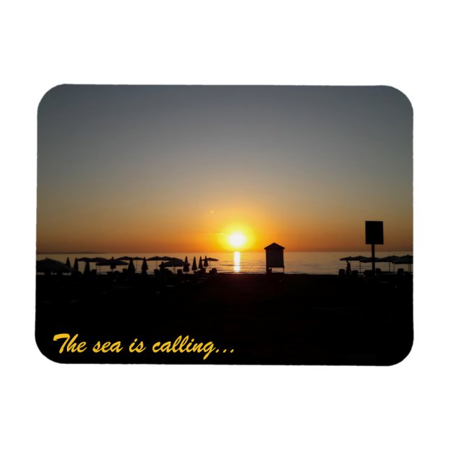 Coastal Summer Sunset Silhouette Magnet (Horisontell)