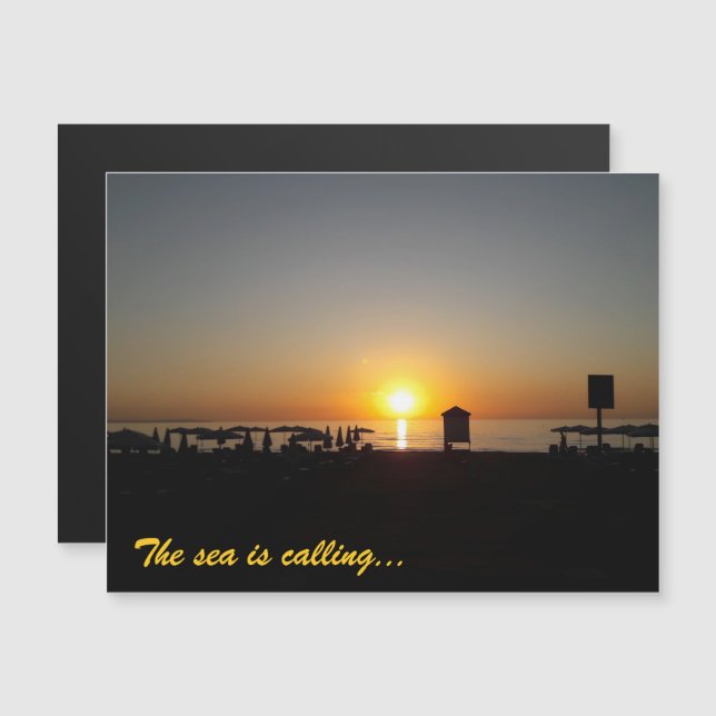 Coastal Summer Sunset Silhouette Magnetic Card (Fram/baksida)