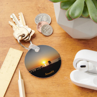 Coastal Summer Sunset Silhouette Nyckelring