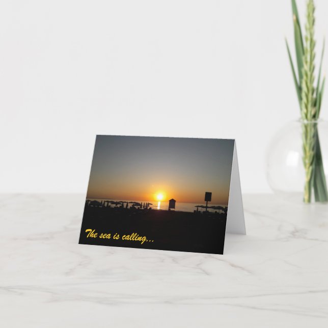 Coastal Summer Sunset Silhouette Tack Kort (Framsida)