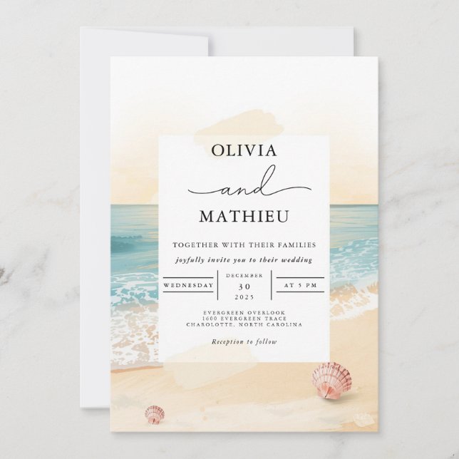 Coastal Sunset Beach Wedding Inbjudningar (Framsida)