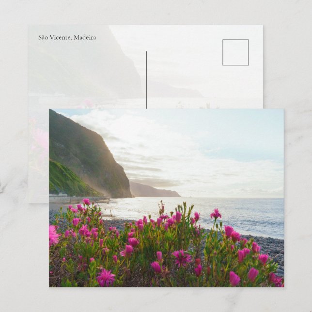 Coastal Sunset over São Vicente, Madeira Vykort (Fram/baksida)