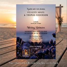 Coastal Sunset Winter Wedding Invitation Inbjudningar