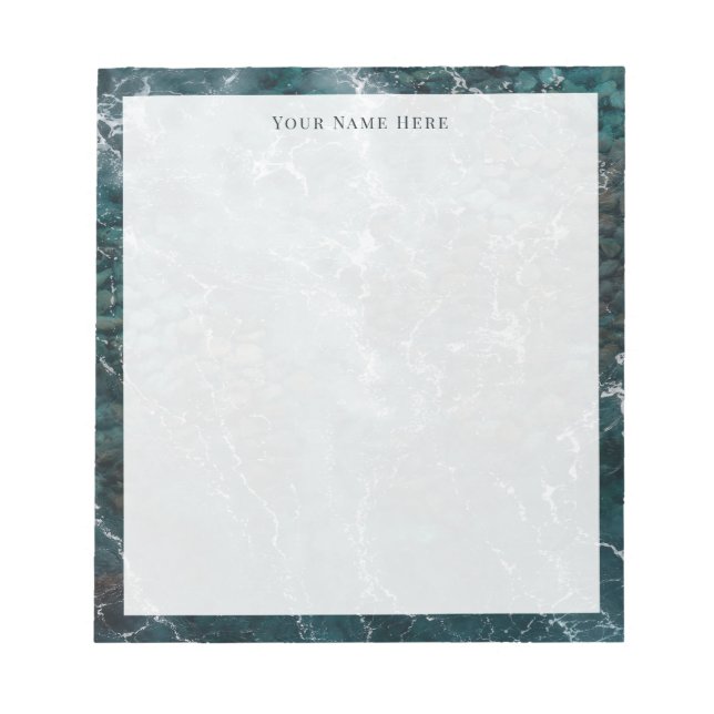 Coastal Teal Ocean Shore Personalized Notepad Anteckningsblock (Framsida)