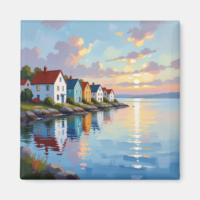 Coastal Themed | Beach Homes on the Bay   Magnet (Framsidan)