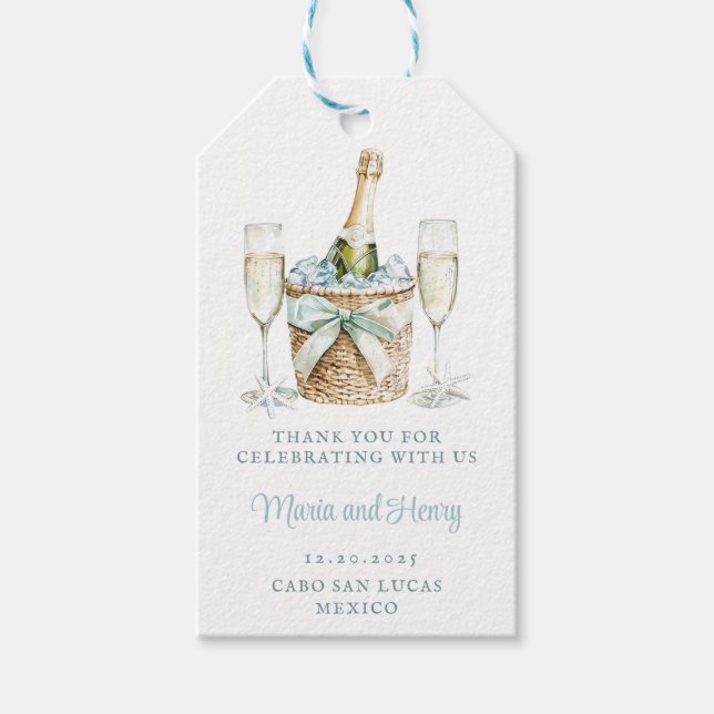 Coastal Toast | Beach Wedding Presentetikett (Framsidan)