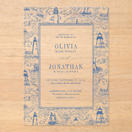 Coastal Toile Lighthouse Blue Wedding