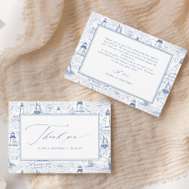 Coastal Toile Lighthouse Blue Wedding Tack Kort
