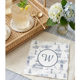 Coastal Toile Monogram | Preppy Marin  Pappersservett