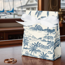 Coastal Toile Pattern Dusty Blue Wedding Presentaskar