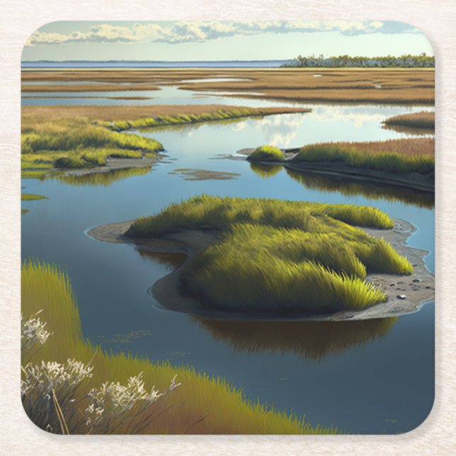 Coastal Tranquility Underlägg Papper Kvadrat (Framsidan)