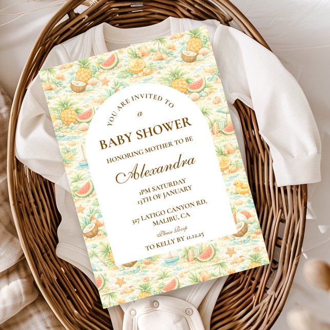 Coastal Tropical Fruits Baby Shower Inbjudningar (Skapare uppladdad)