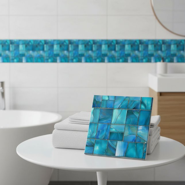 Coastal Turquoise Glass Mosaic Kakelplatta (Skapare uppladdad)