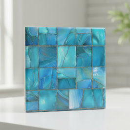 Coastal Turquoise Glass Mosaic Kakelplatta
