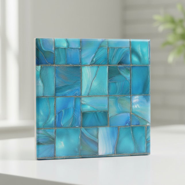 Coastal Turquoise Glass Mosaic Kakelplatta (Skapare uppladdad)