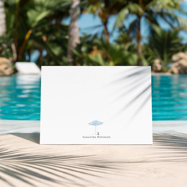 Coastal Umbrella Dog Minimal Monogram Anteckningskort (Skapare uppladdad)