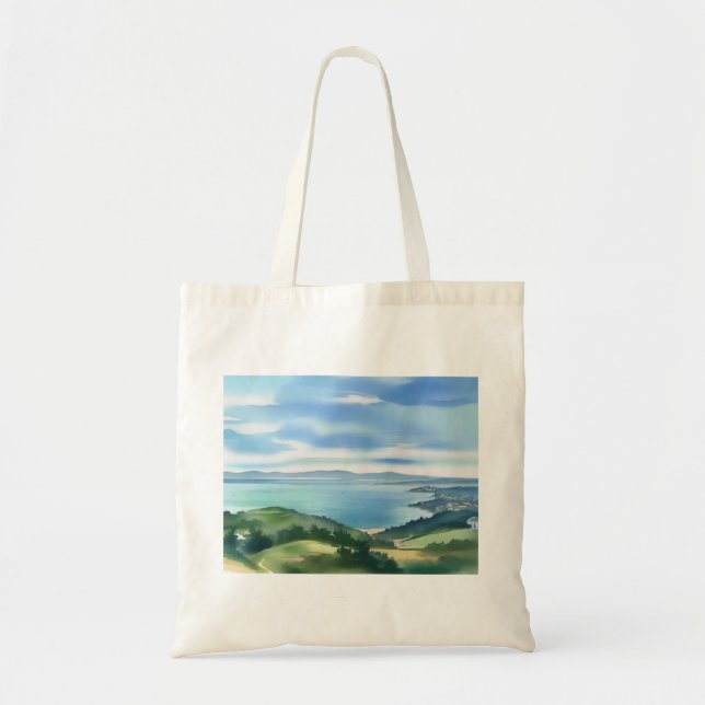 Coastal Watercolor Bag Tygkasse (Framsidan)