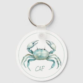 Coastal Watercolor Crab Monogram Nyckelring