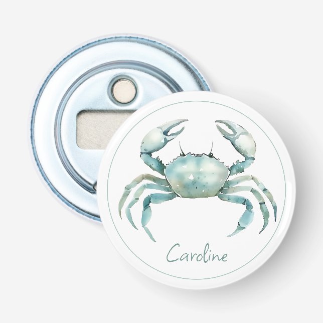 Coastal Watercolor Crab Personalized Flasköppnare (Framsidan)
