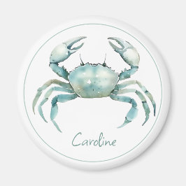 Coastal Watercolor Crab Personalized Magnet