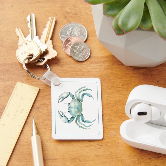Coastal Watercolor Crab Personalized Nyckelring (Skrivbord)