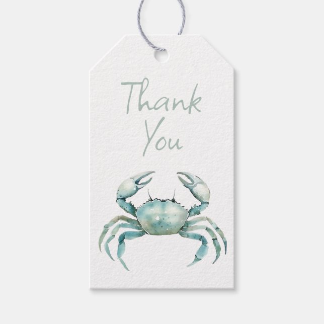 Coastal Watercolor Crab Personalized Presentetikett (Framsidan)