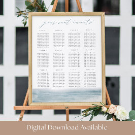 Coastal Watercolor Ocean Printable Seating Chart Poster