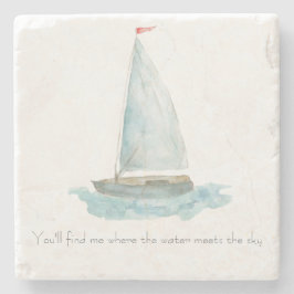 Coastal Watercolor Sailboat Stenunderlägg