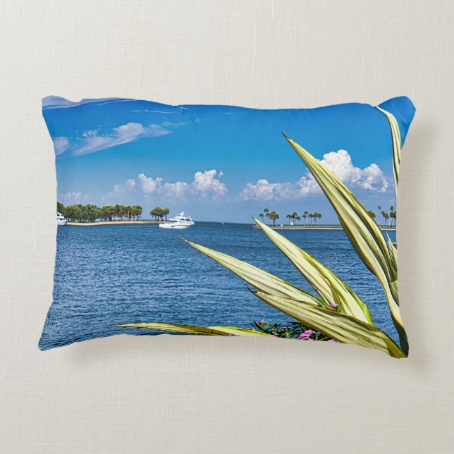 Coastal Waterfront Wall Art Tropical Ocean View Prydnadskudde (Baksidan)
