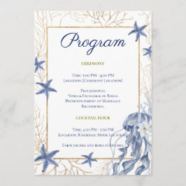 Coastal Wedding Blue & Gold Program
